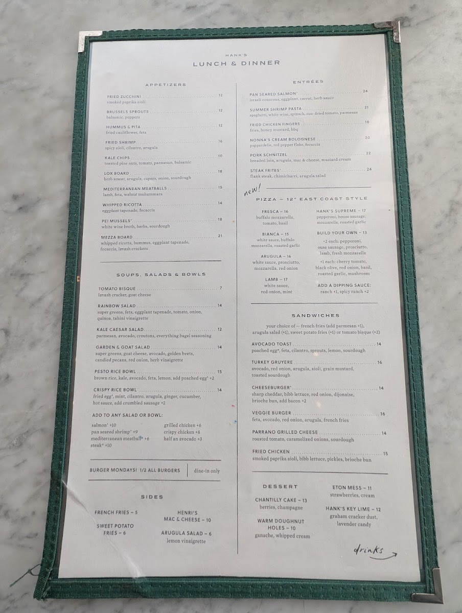 Hank's Austin Menu - Image 2